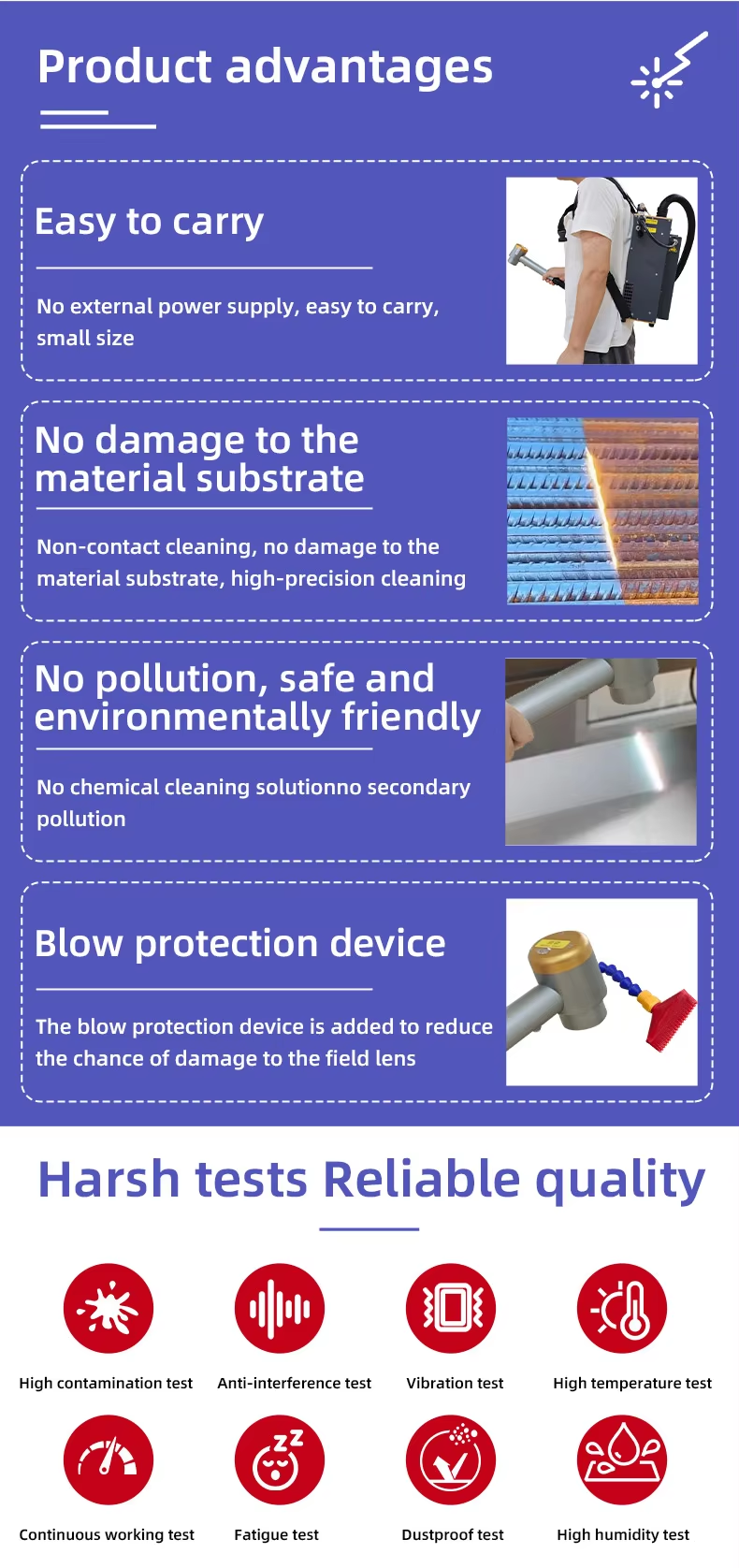 50W 100W 200W 300W Portable Suitcase Pulsed Laser Cleaning Machine to Remove Rust and Paint Rust Removal Laser Cleaner